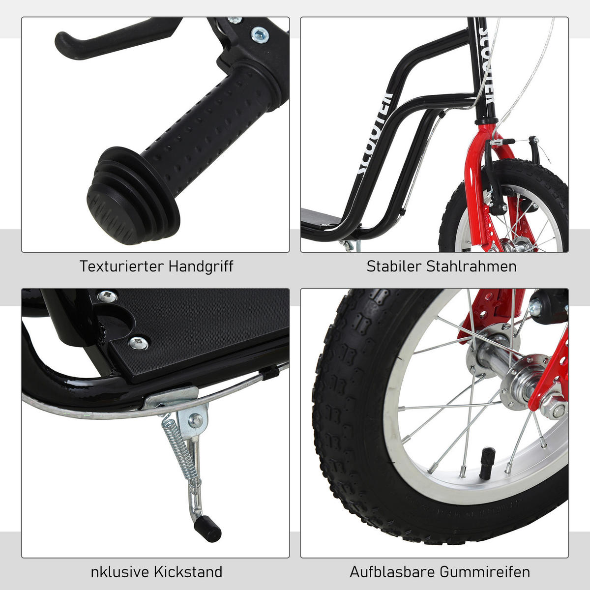 HOMCOM Kinderroller schwarz Kinderroller - schwarz (120,00/58,00/80,00cm) - HOMCOM