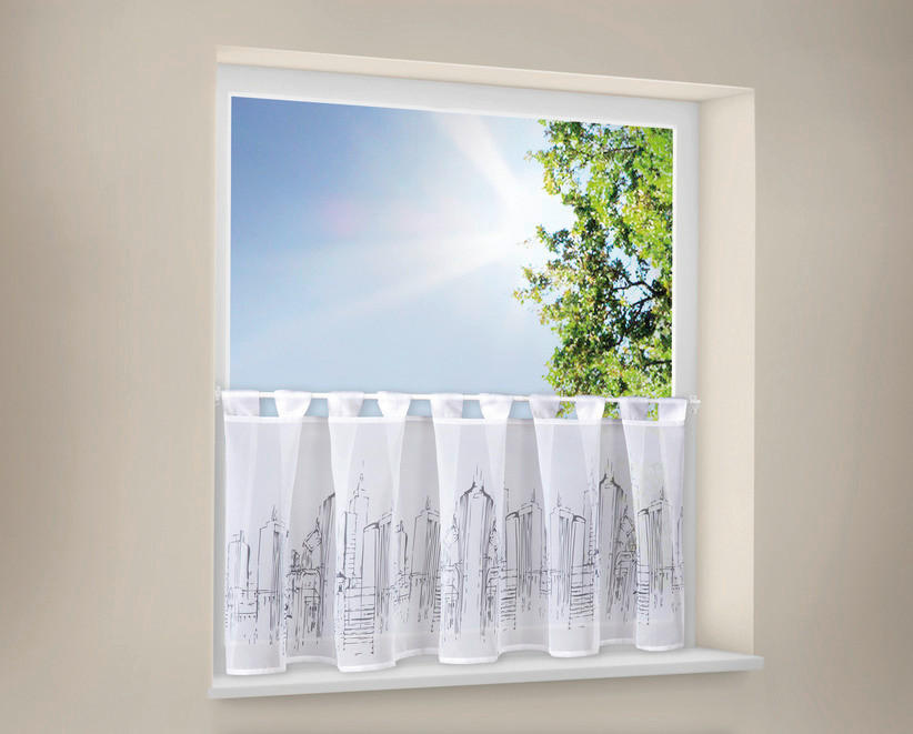 Scheibengardine Skyline grau B/L: ca. 150x50 cm Skyline - grau (150,00/50,00cm) - Happy Home