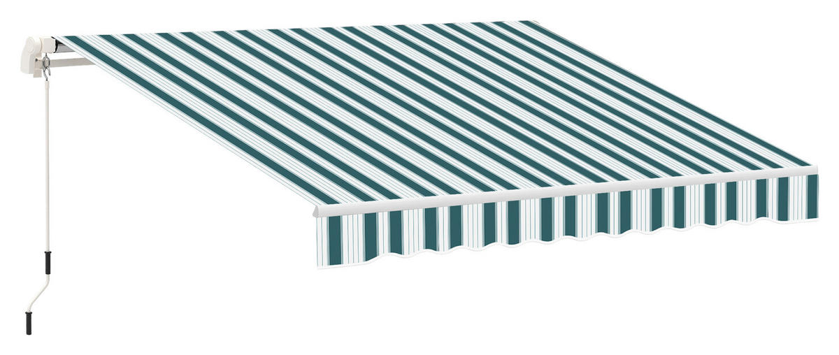 Outsunny Gelenkmarkise weiß B/L: ca. 245x395 cm Gelenkmarkise - weiß/grün (245,00/395,00cm) - Outsunny