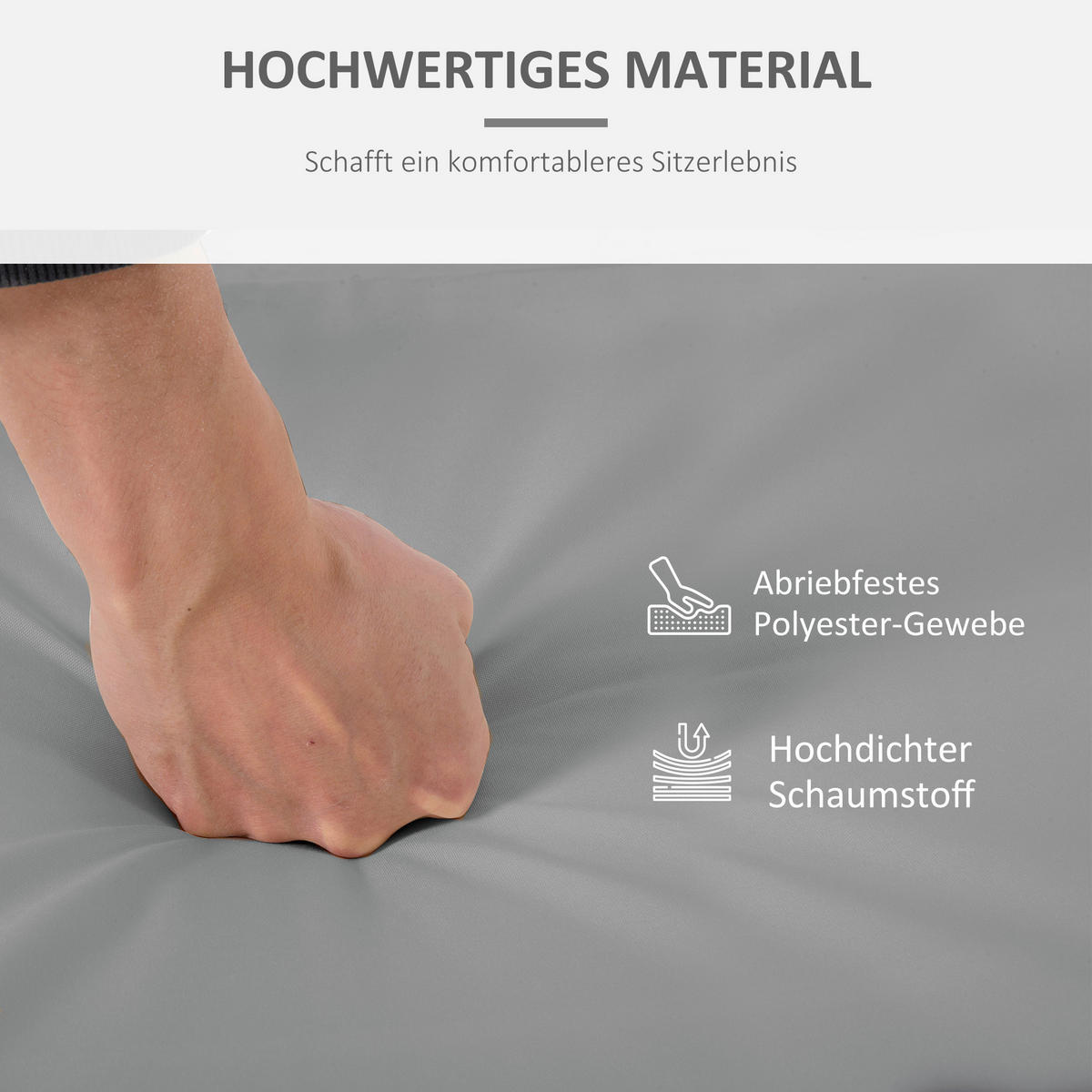 Outsunny Sitzkissen-Set hellgrau Polyester B/H/L: ca. 52x7x56 cm Sitzkissen-Set - hellgrau (56,00/52,00/7,00cm) - Outsunny