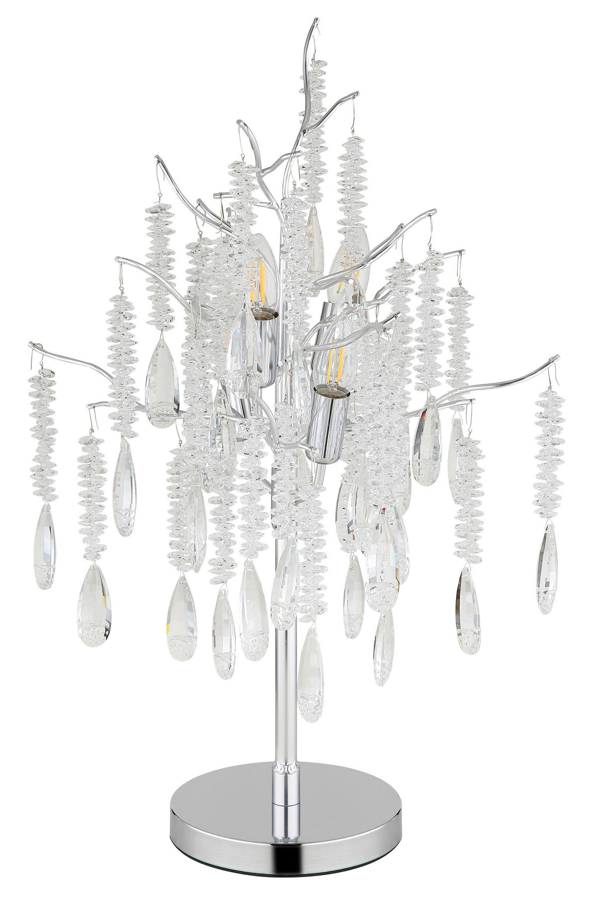 GLOBO Tischleuchte klar silber Glas Metall H/D: ca. 67x41 cm E14 4 Brennstellen Kinga - klar/silber (41,00/67,00cm) - GLOBO