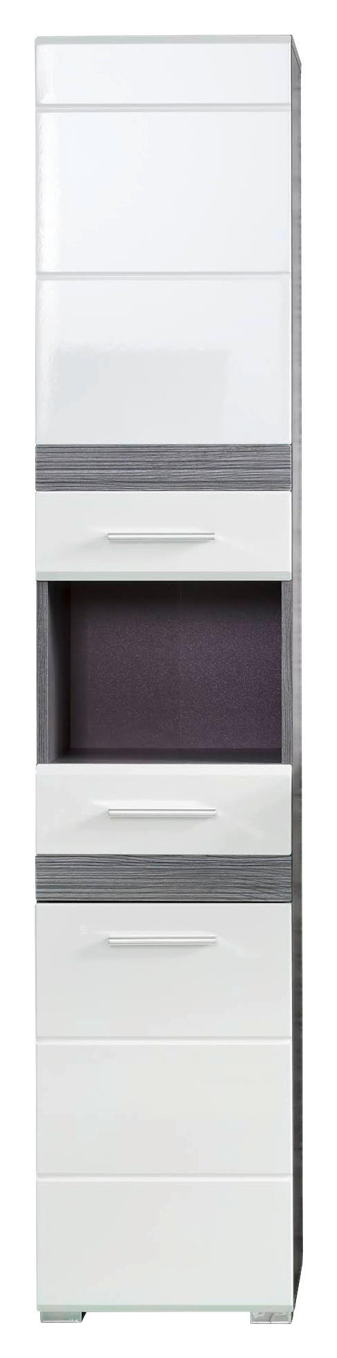 Hochschrank SetOne Eiche Rauchsilber Nachbildung B/H/T: ca. 37x182x31 cm SetOne - Eiche/weiß (37,00/182,00/31,00cm)