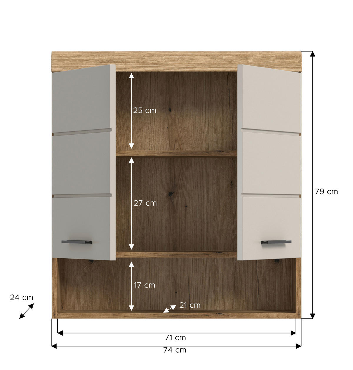 Badhängeschrank Scout Evoke Oak Nachbildung Kaschmirgrau Nachbildung B/H/T: ca. 74x79x24 cm Scout - Kaschmirgrau (74,00/79,00/24,00cm) - xonox.home