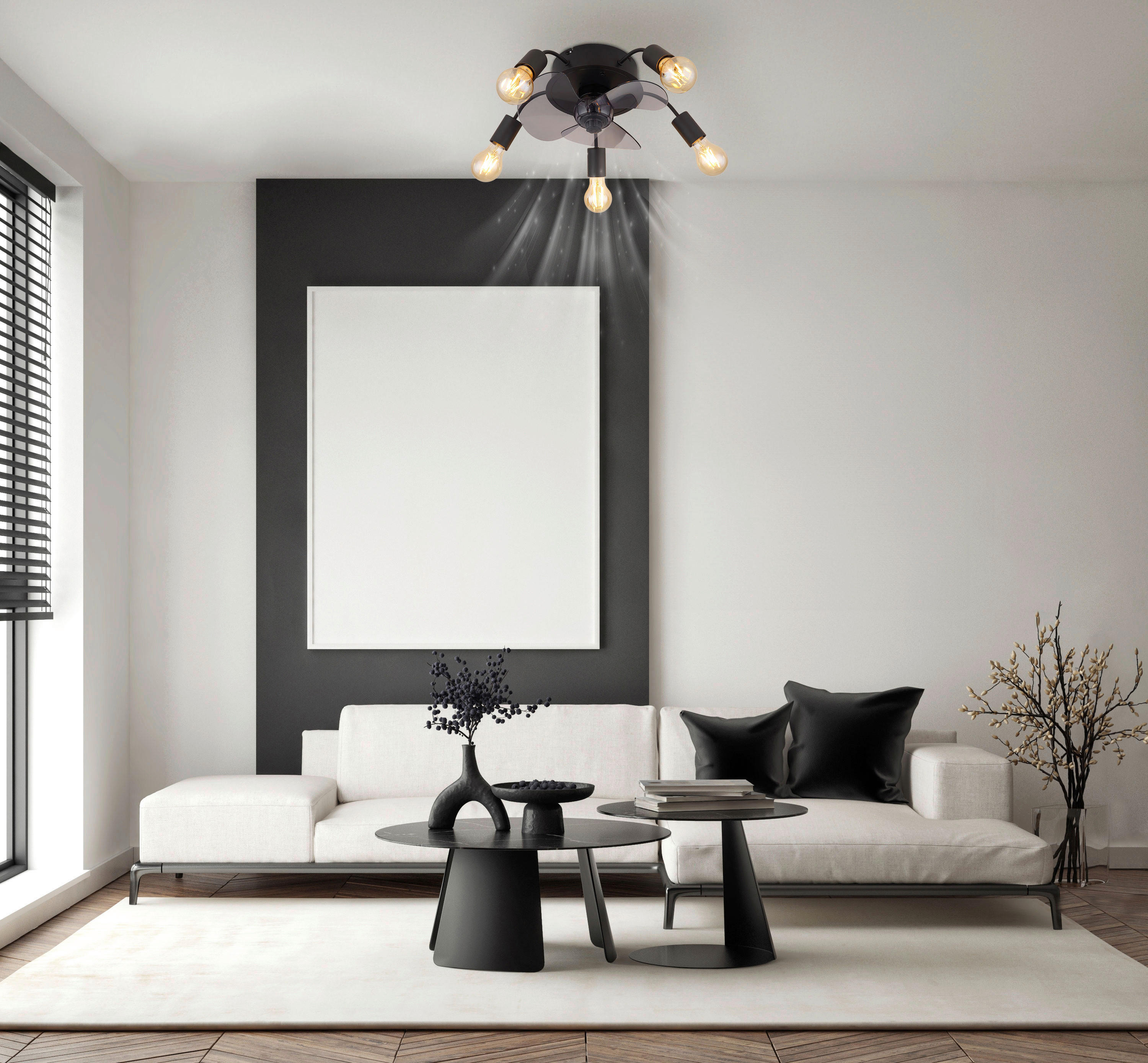GLOBO Deckenventilator ALISHA 3647 Rauch schwarz H/D: ca. 15x42 cm max. 40 W ALISHA - schwarz/Rauch (42,00/15,00cm) - GLOBO