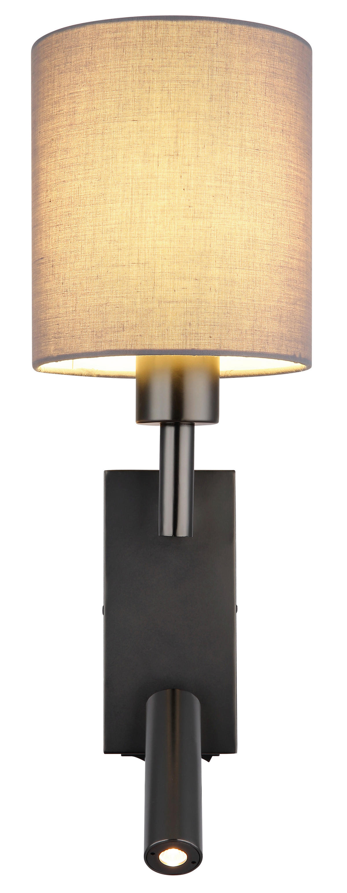 GLOBO Wandleuchte grau schwarz Metall B/H/L: ca. 17x45,5x15 cm E27 2 Brennstellen Zamora - schwarz/grau (15,00/17,00/45,50cm) - GLOBO