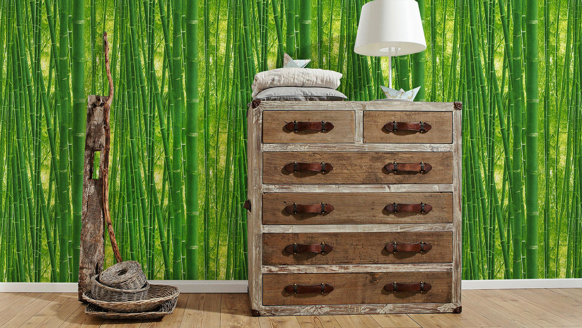 Papiertapete Bambus grün B/L: ca. 53x1005 cm Papiertapete_9387-18 - grün (53,00/1005,00cm)