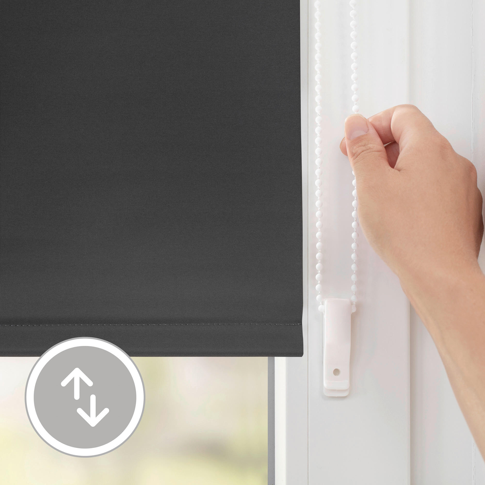 Thumbnail - LICHTBLICK Thermo Klebe-/Klemmrollo Verdunklungsqualität anthrazit B/L: ca. 75x150 cm