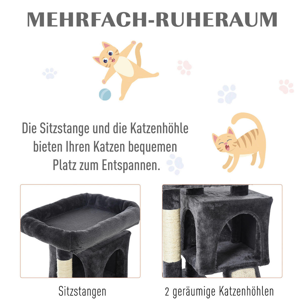 PawHut Kratzbaum dunkelgrau Spanplatte B/H/L: ca. 39x83x59 cm Kratzbaum - dunkelgrau (59,00/39,00/83,00cm) - PawHut
