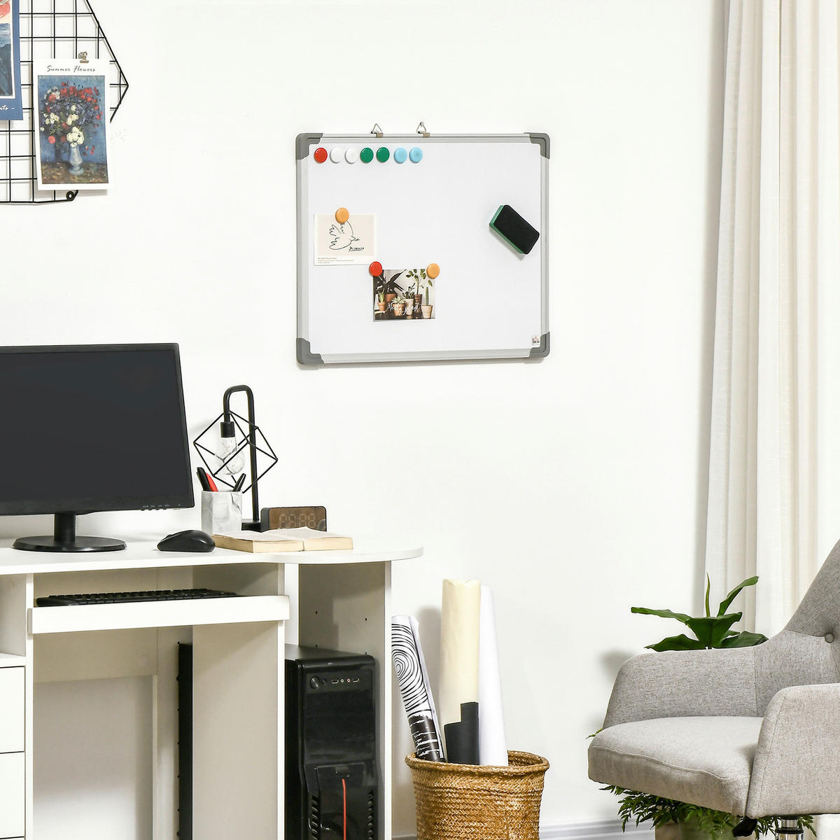 HOMCOM Wandboard Whiteboard - weiß (45,00/1,80/60,00cm) - HOMCOM