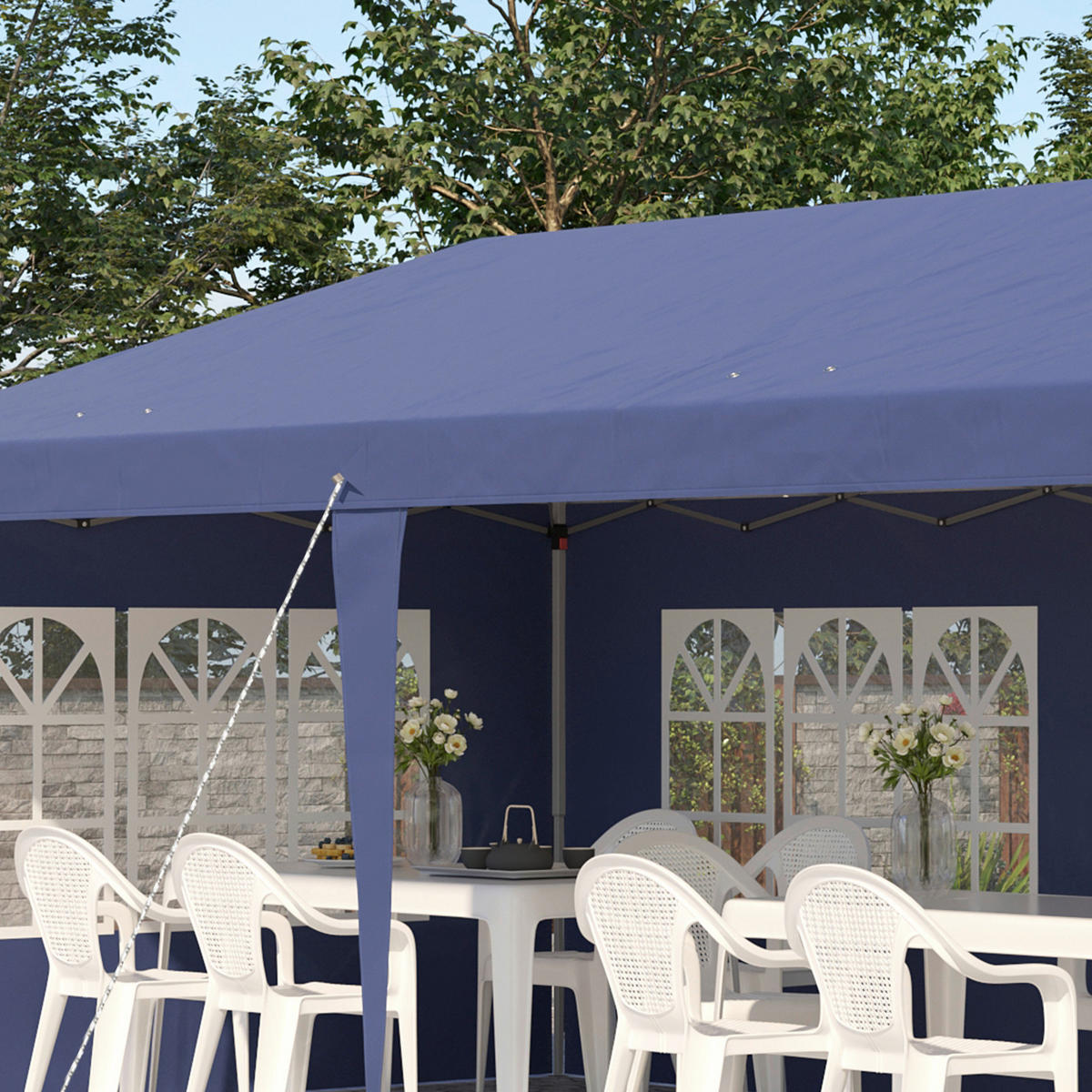 Outsunny Faltpavillon blau Polyester B/H/L: ca. 295x270x585 cm Faltpavillon - blau (585,00/295,00/270,00cm) - Outsunny