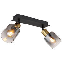 Spot Hollsy 54310-2 schwarz Rauch Metall Glas B/H/L: ca. 8x18x25 cm E14 2 Brennstellen Spot_2flg.Hollsy - schwarz/Rauch (25,00/8,00/18,00cm)
