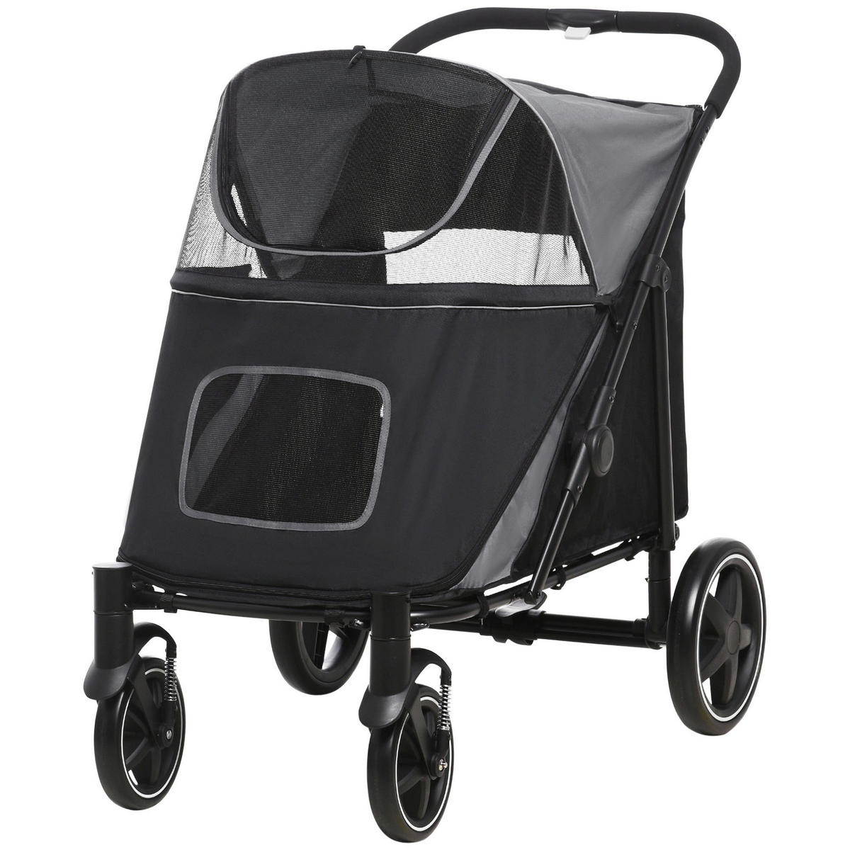 PawHut Hunde-Zubehör grau Edelstahl B/H/L: ca. 65x112x100 cm Hundwagen - grau (100,00/65,00/112,00cm) - PawHut