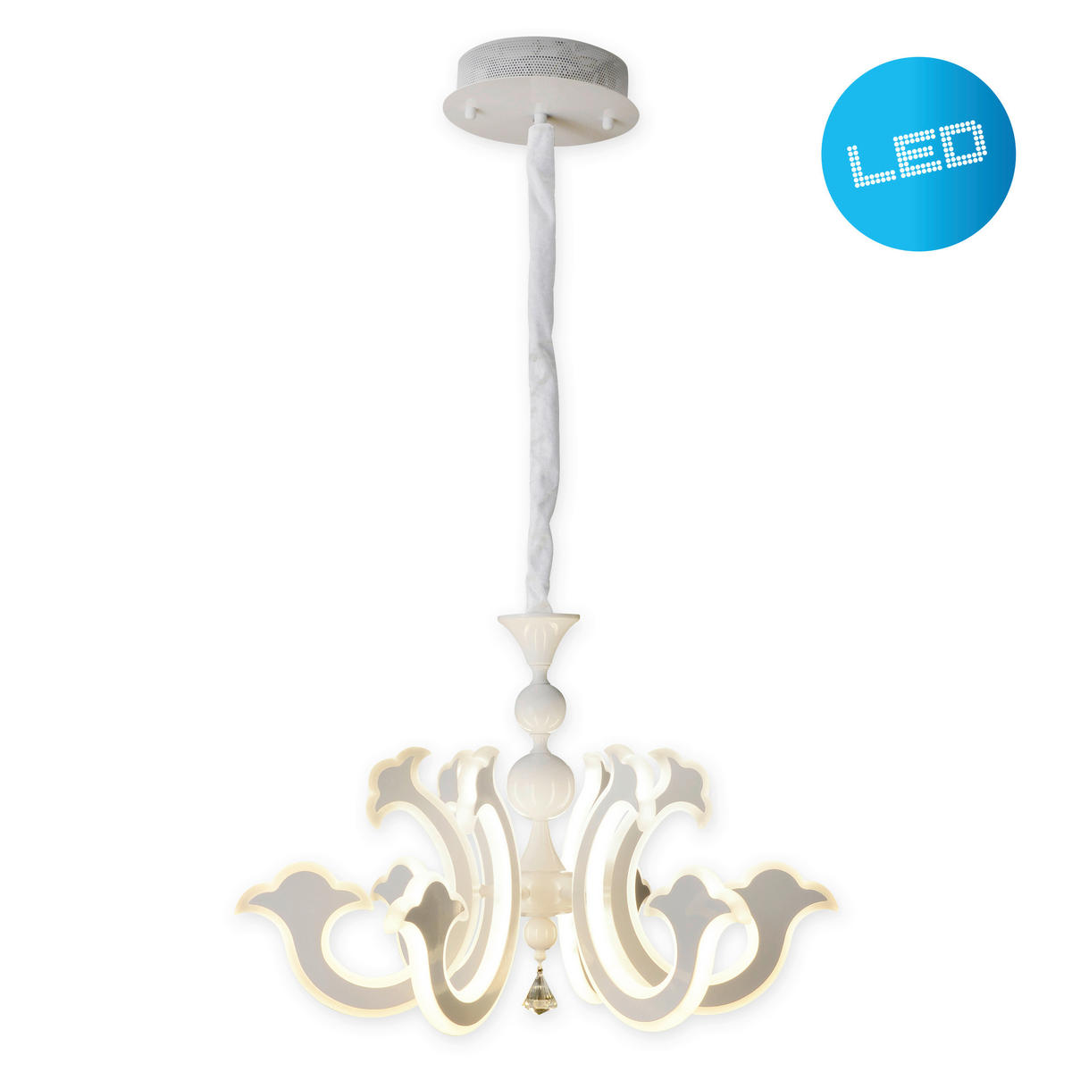 Näve Leuchten LED-Pendelleuchte weiß Kunststoff Metall B/H/T/D: ca. 66x120x66x66 cm LUDWIG - weiß (66,00/120,00/66,00cm) - Näve Leuchten