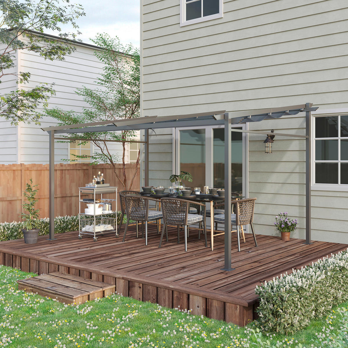 Outsunny Pergola dunkelgrau Aluminium B/H/L: ca. 295x230x397 cm Pergola - dunkelgrau (397,00/295,00/230,00cm) - Outsunny