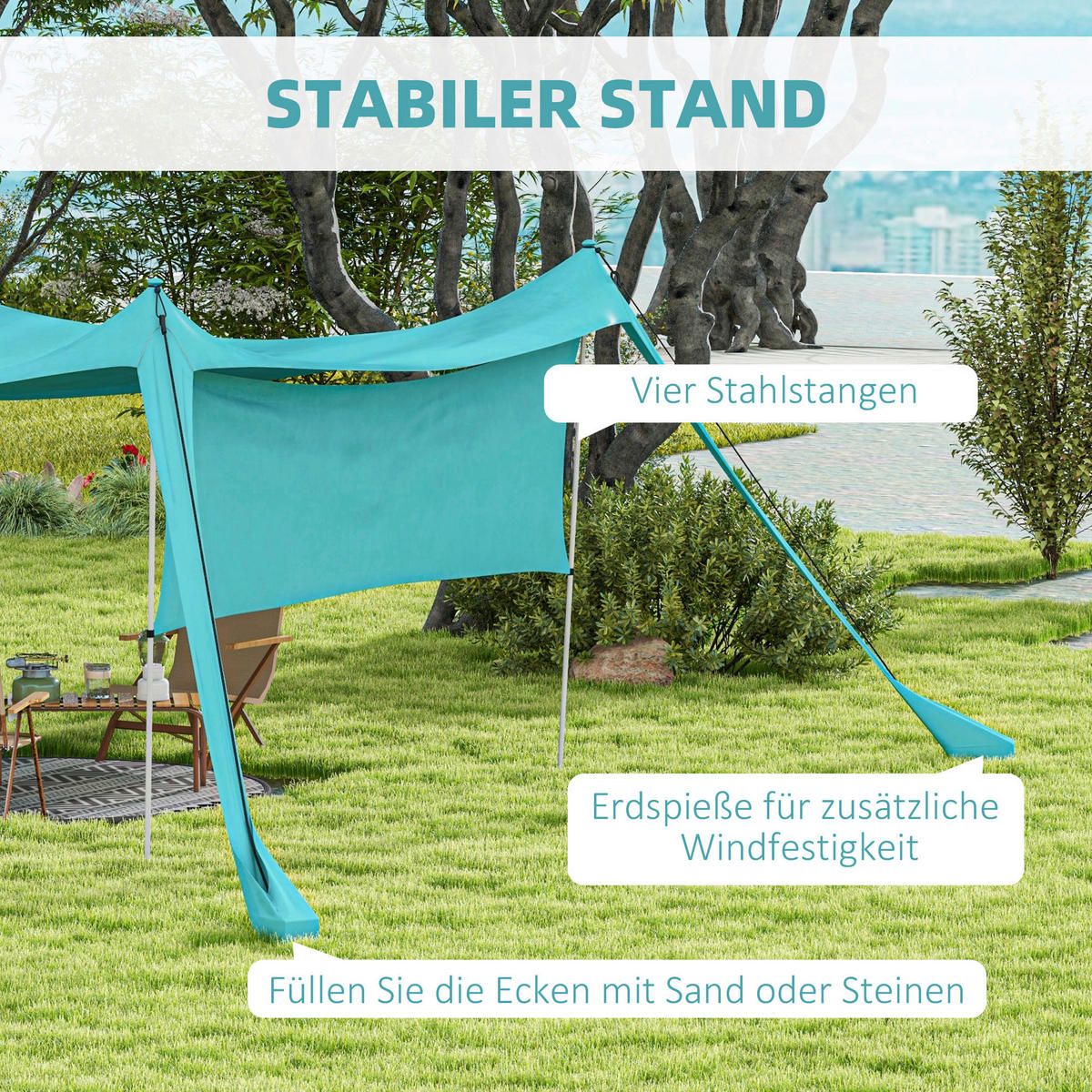 Outsunny Campingartikel B/H/L: ca. 300x300x200 cm Campingzelt - blau (200,00/300,00/300,00cm) - Outsunny