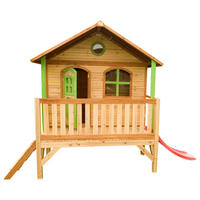 AXI Spielhaus Stef braun B/H/L: ca. 349x233x212 cm Stef - braun/rot (212,00/349,00/233,00cm) - AXI