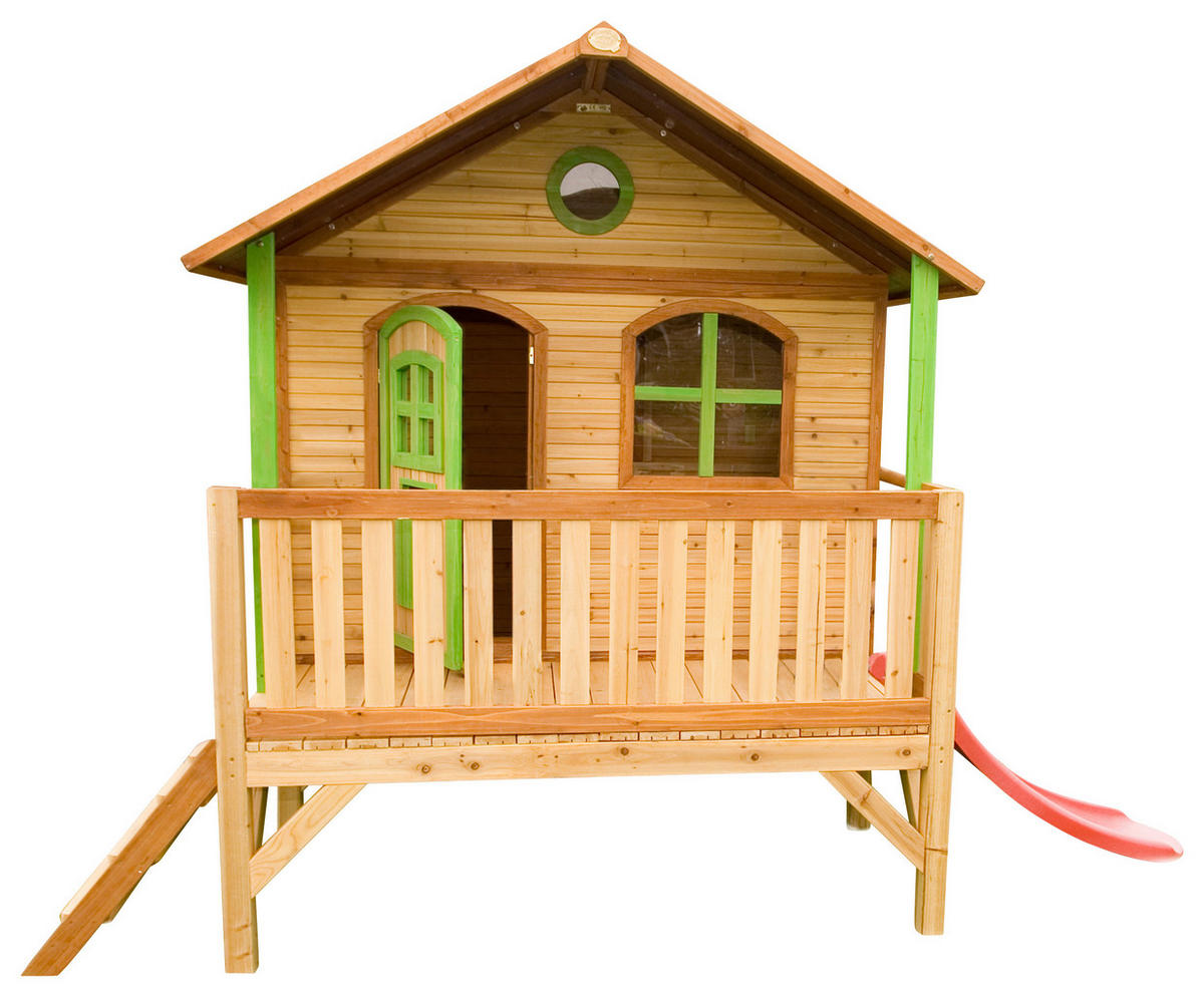 AXI Spielhaus Stef braun B/H/L: ca. 349x233x212 cm Stef - braun/rot (212,00/349,00/233,00cm) - AXI