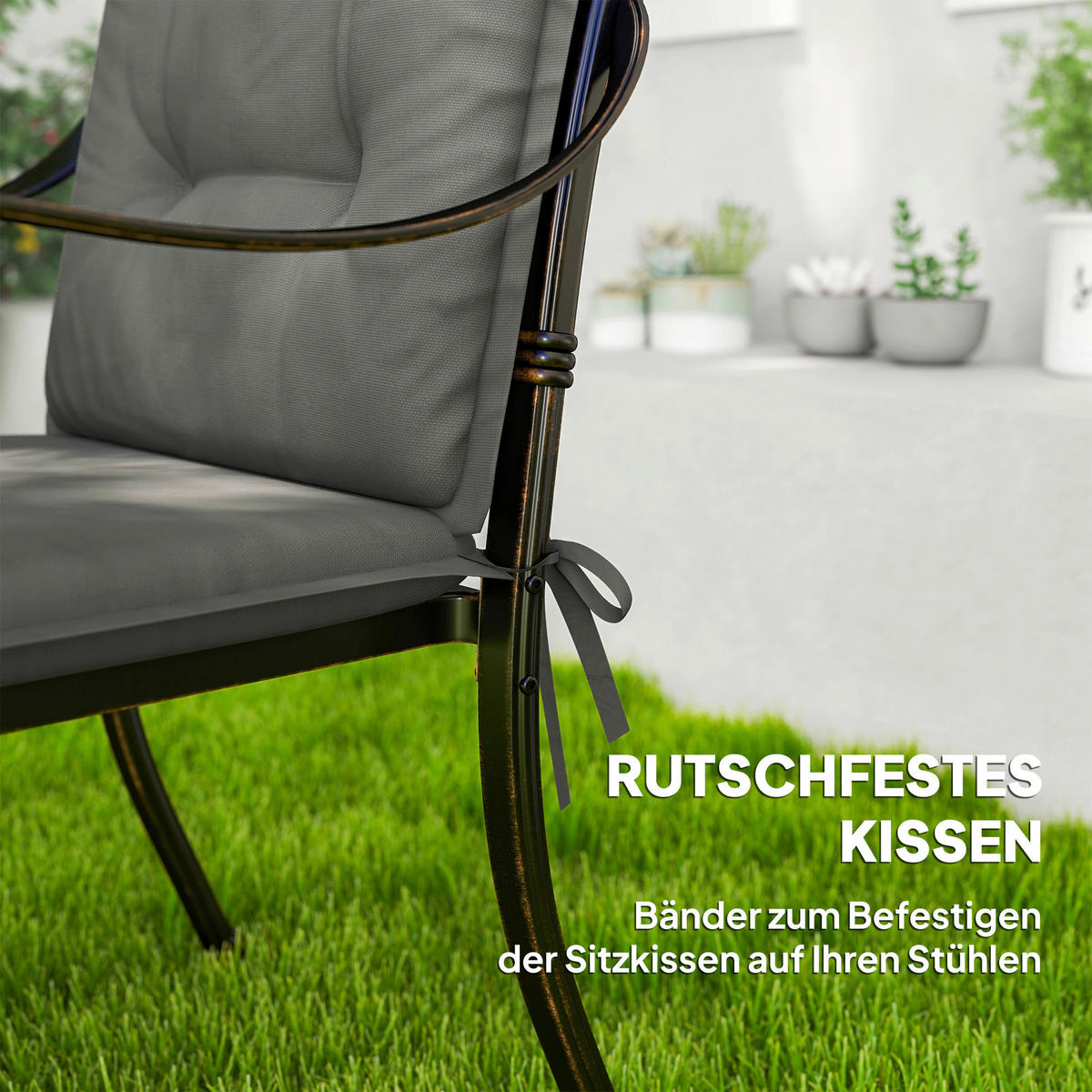 Outsunny Sitzkissen 4er Set hellgrau Polyester B/H/L: ca. 50x5x108 cm Sitzkissen 4er Set - hellgrau (108,00/50,00/5,00cm) - Outsunny