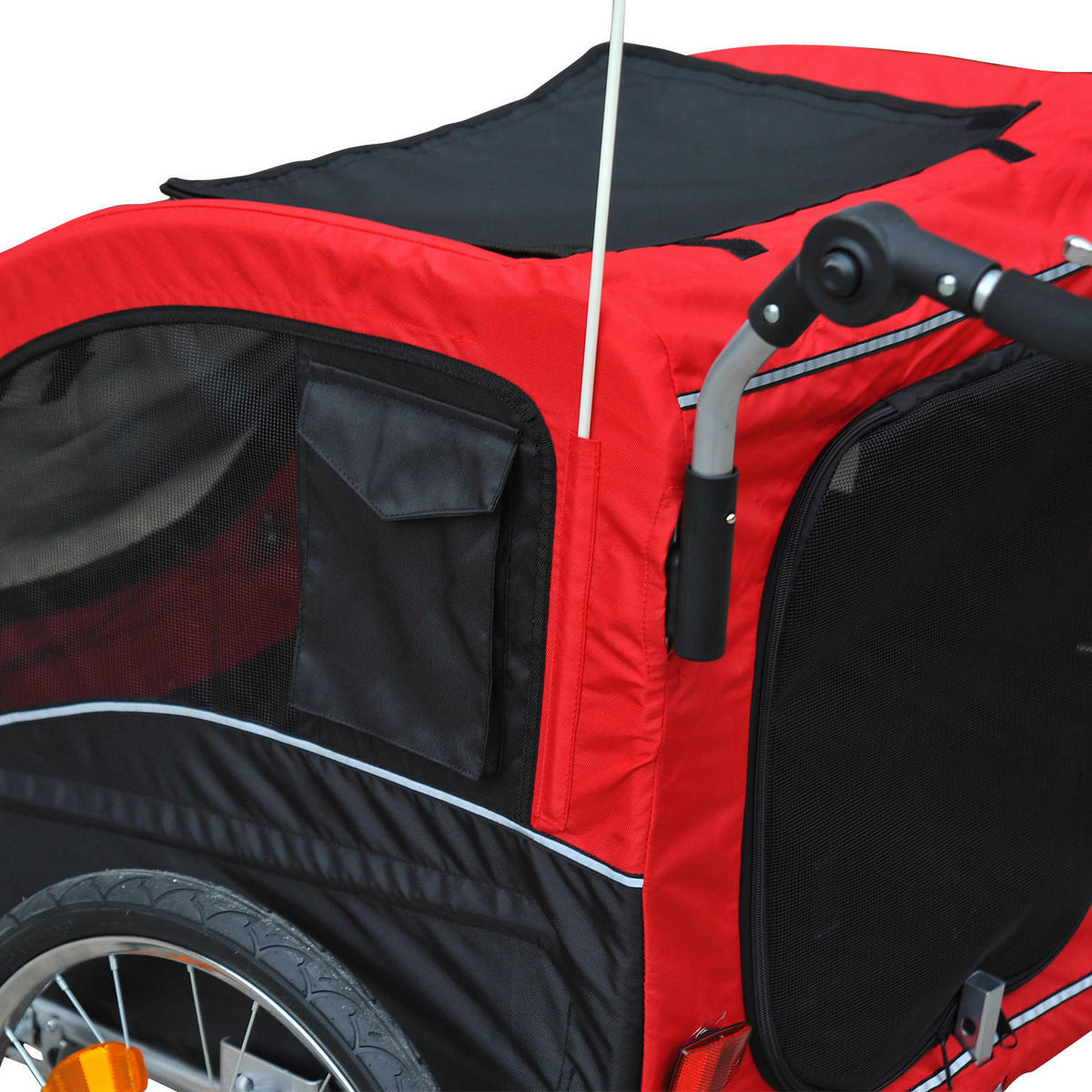 PawHut Fahrradanhänger 20 Zoll schwarz schwarz B/H/L: ca. 90x110x130 cm Radanhänger f. Hunde 5663-1289 - rot/schwarz (130,00/90,00/110,00cm) - PawHut