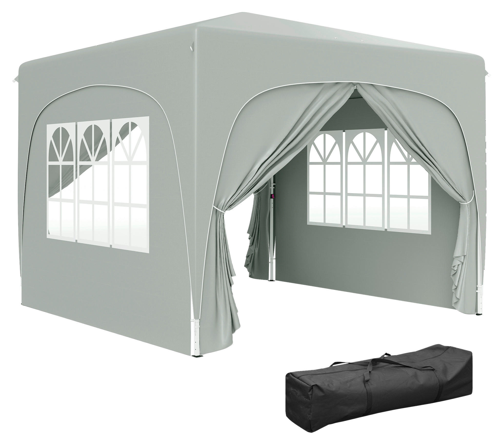 Outsunny Pavillon hellgrau Metall B/H/L: ca. 300x273x300 cm Pavillon - hellgrau (300,00/300,00/273,00cm) - Outsunny