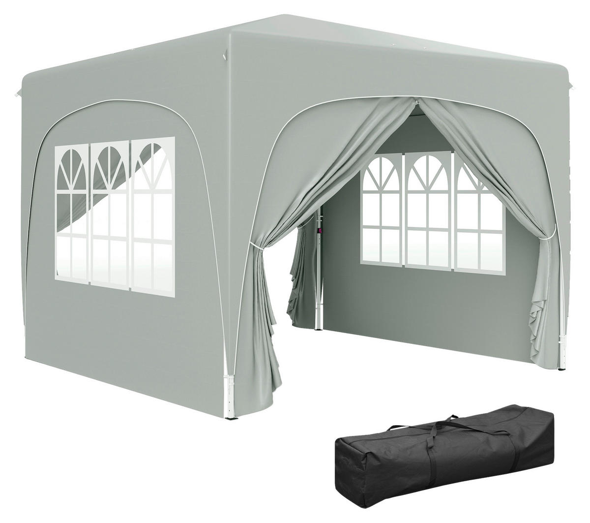 Outsunny Pavillon hellgrau Metall B/H/L: ca. 300x273x300 cm Pavillon - hellgrau (300,00/300,00/273,00cm) - Outsunny