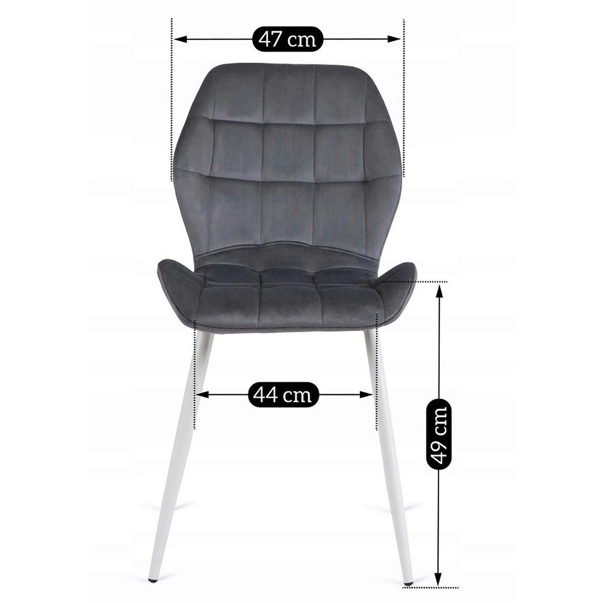 Stuhl LUCKY grau weiß Velourstoff B/H/T: ca. 47x86x58 cm LUCKY - weiß/grau (47,00/86,00/58,00cm) - WIPMEB