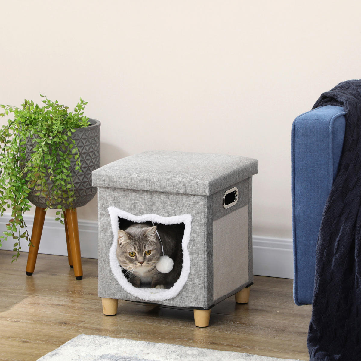 PawHut Katzen-Zubehör grau Polypropylen B/H/L: ca. 35,5x35,5x42,5 cm Katzenhaus - grau (42,50/35,50/35,50cm) - PawHut