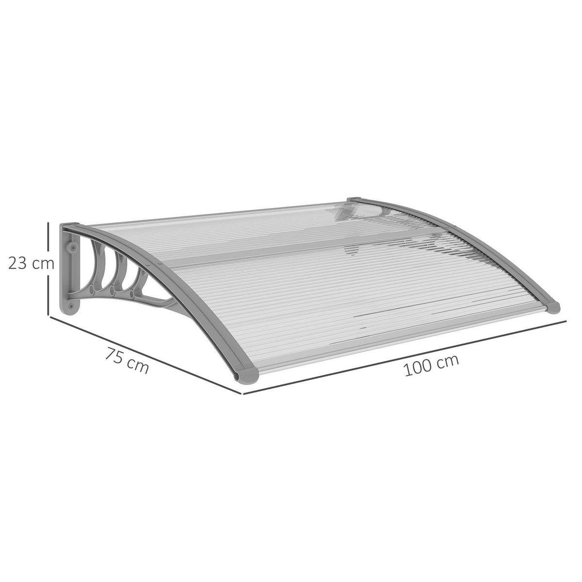 Outsunny Vordach für Haustür silber B/H/L: ca. 75x23x100 cm Vordach für Haustür - silber (100,00/75,00/23,00cm) - Outsunny