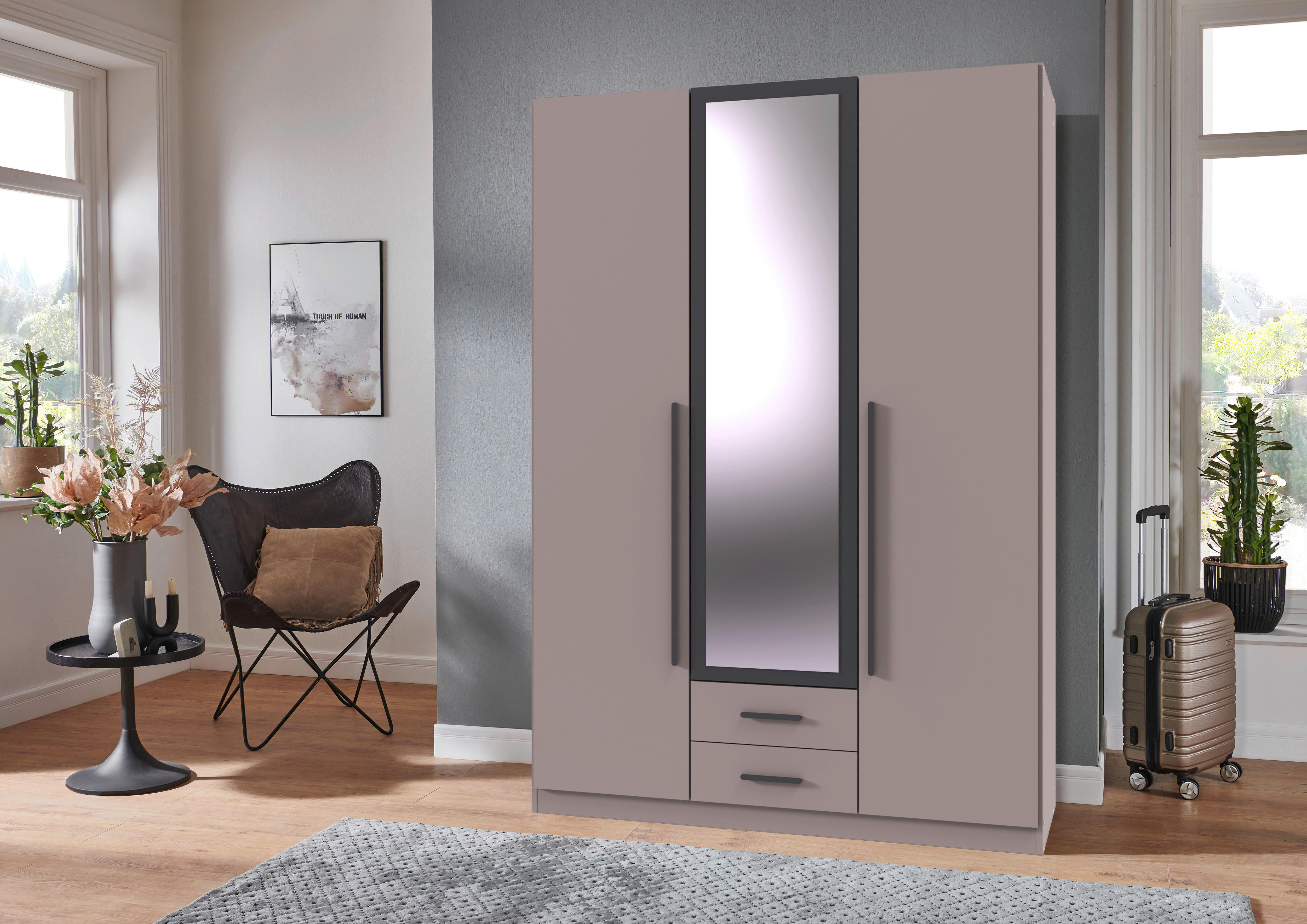 Kleiderschrank Marburg Sahara grau B/H/T: ca. 135x198x58 cm Marburg - Graphit/Sahara (135,00/198,00/58,00cm)