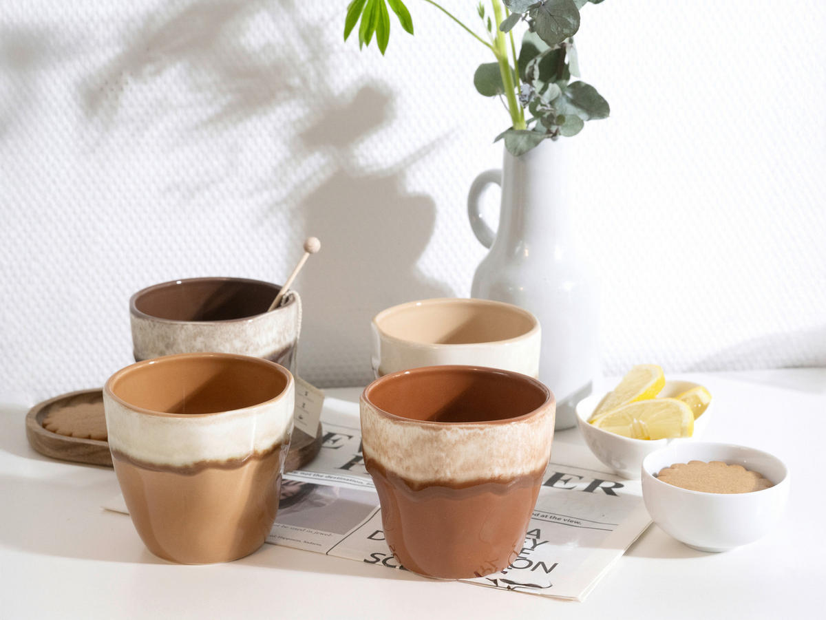 CreaTable Teetassenset Squeezy Mocha braun Steinzeug 4 tlg. Squeezy Mocha - braun - CreaTable