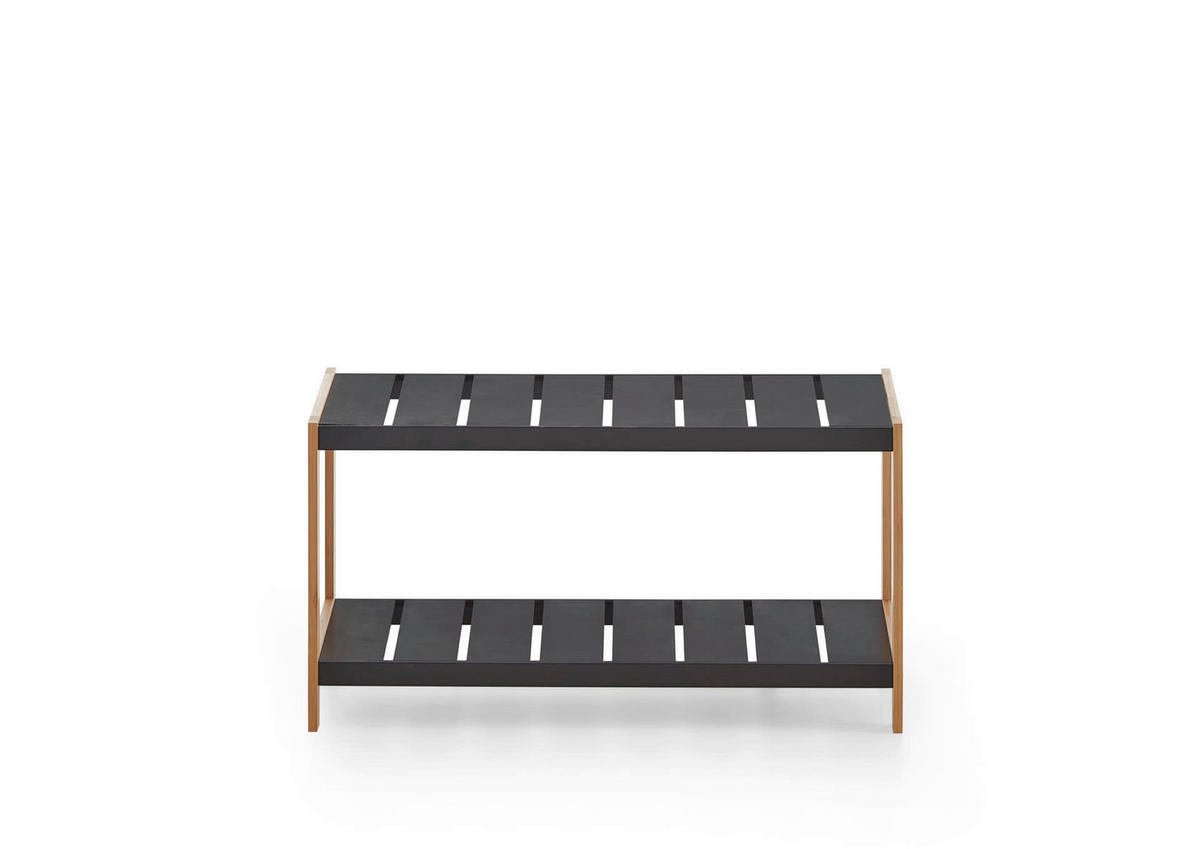 Schuhregal natur schwarz B/H/T: ca. 70x36x26 cm KLEINMÖBEL Schuhregal - natur/schwarz (70,00/36,00/26,00cm) - xonox.home