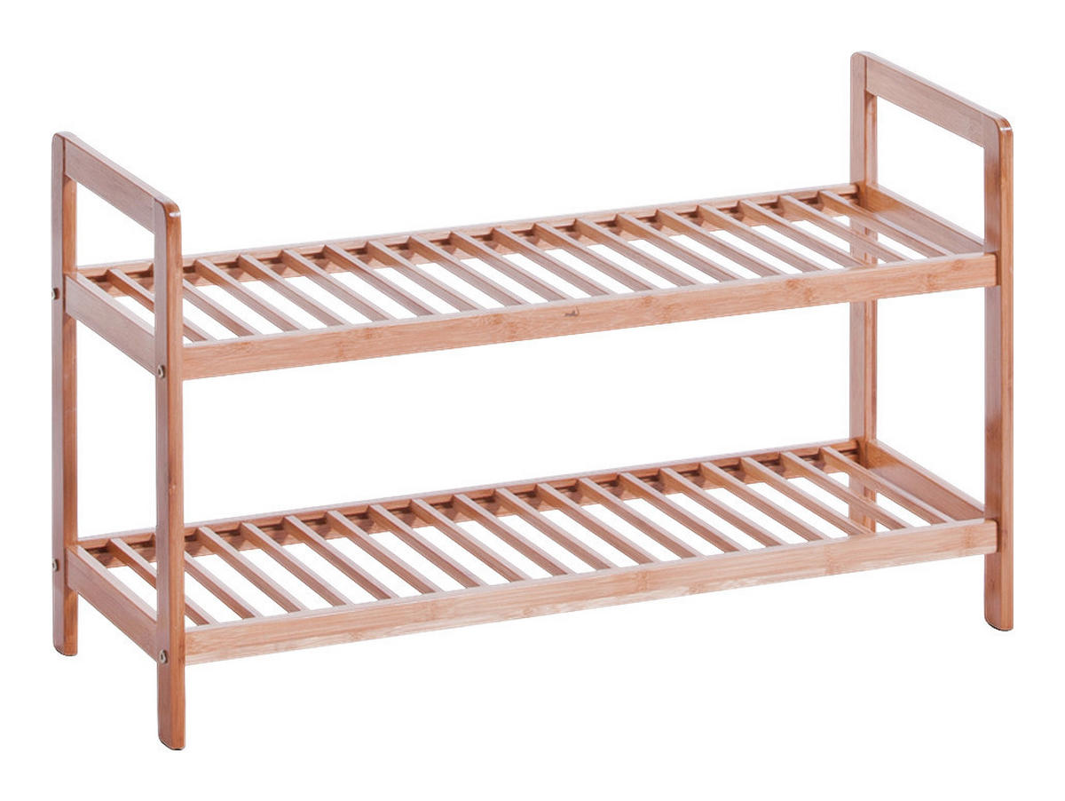 Zeller Schuhregal natur Bambus B/H/T: ca. 70x40x26 cm Schuhregal_mit_2_Ablagen - natur (70,00/40,00/26,00cm) - Zeller