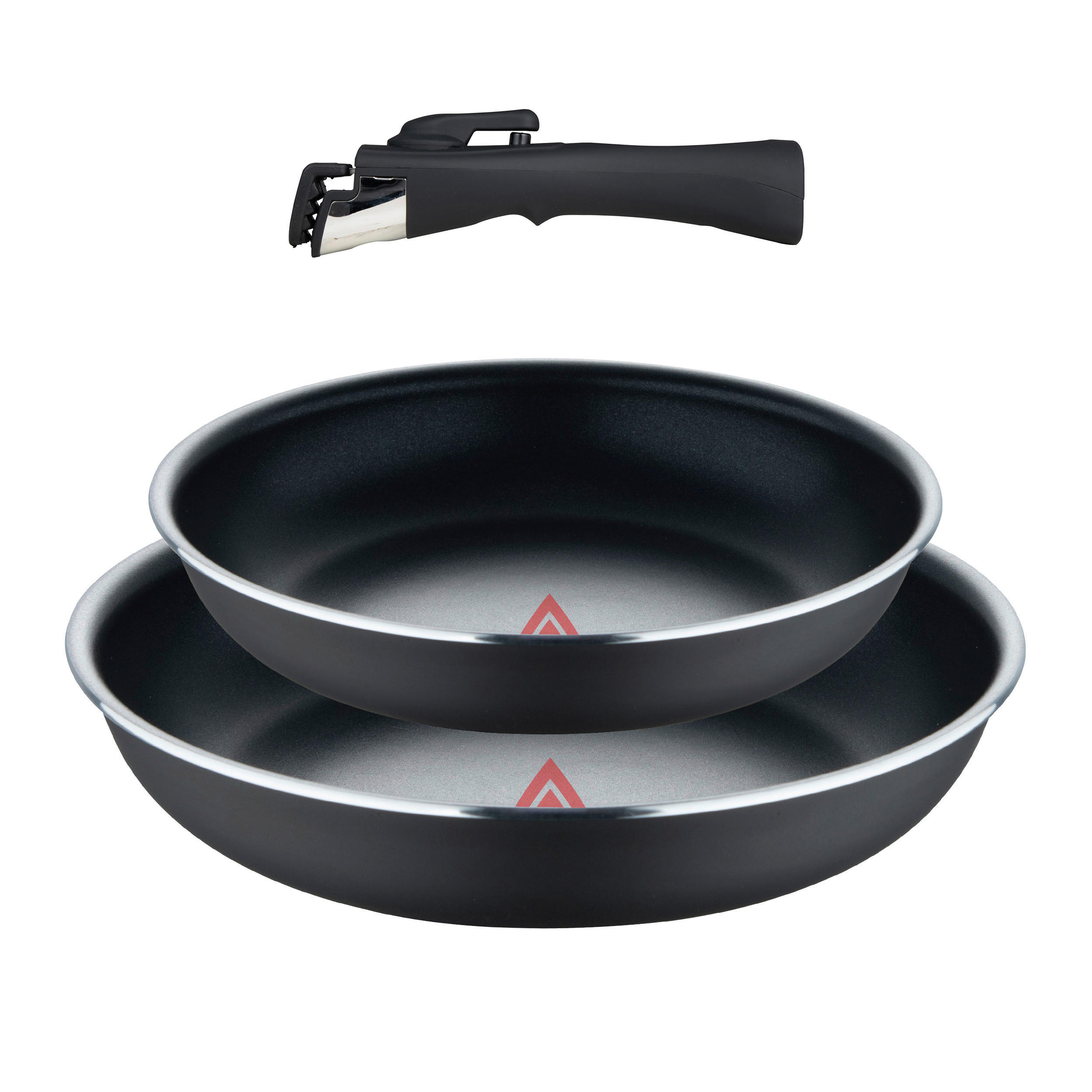 BERGNER Pfannenset CLICK & COOK silber Aluminium 3 tlg. CLICK & COOK - schwarz/silber (38,50/35,50/5,60cm) - BERGNER