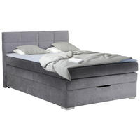 Boxspringbett Porto II grau Liegefläche B/L: ca. 140x200 cm Porto II - Chrom/grau (147,00/105,00/211,00cm)