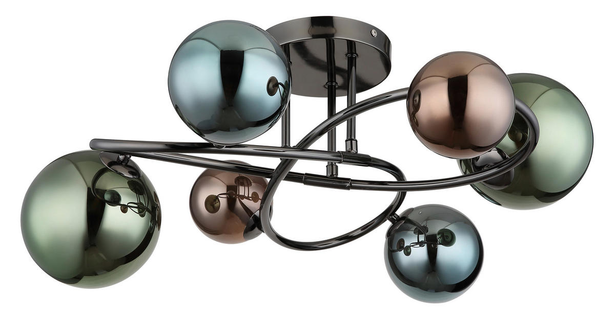 GLOBO Deckenleuchte grau bronze Glas Metall H/D: ca. 25x65 cm 6 Brennstellen Riha - bronze/grau (65,00/25,00cm) - GLOBO