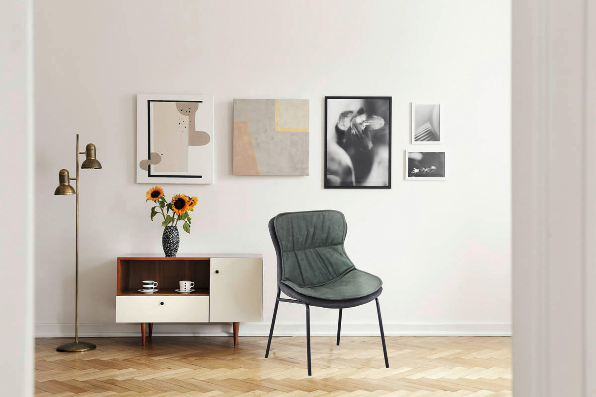 Stuhl Brady 200 grün dunkelgrau Kunstleder Kunstleder B/H/T: ca. 54x84x64 cm Brady 200 - schwarz/dunkelgrau (54,00/84,00/64,00cm) - 360 Living