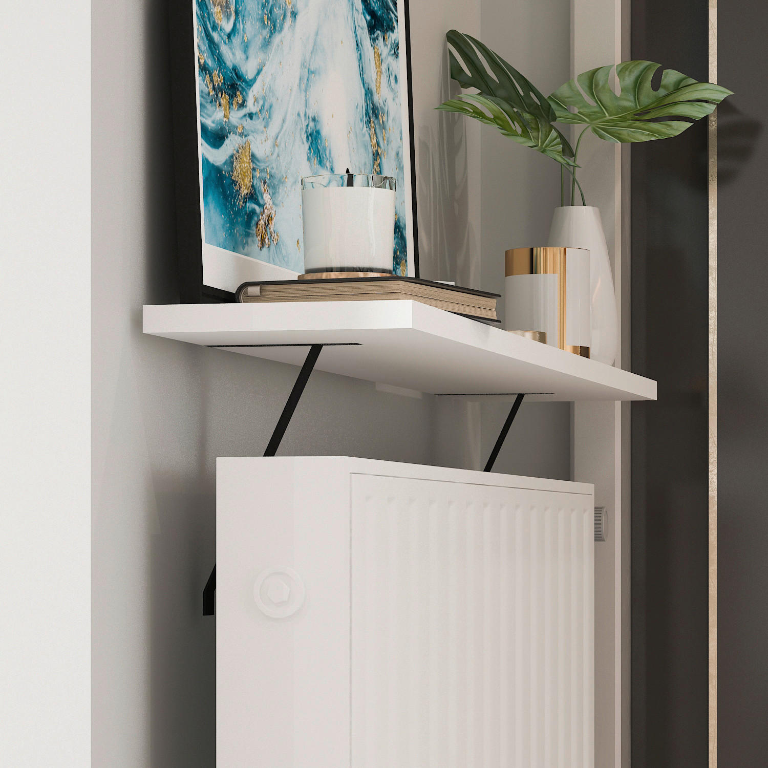 Thumbnail - Regalhalter Adin weiß Spanplatte B/H/T: ca. 110x21,5x18 cm