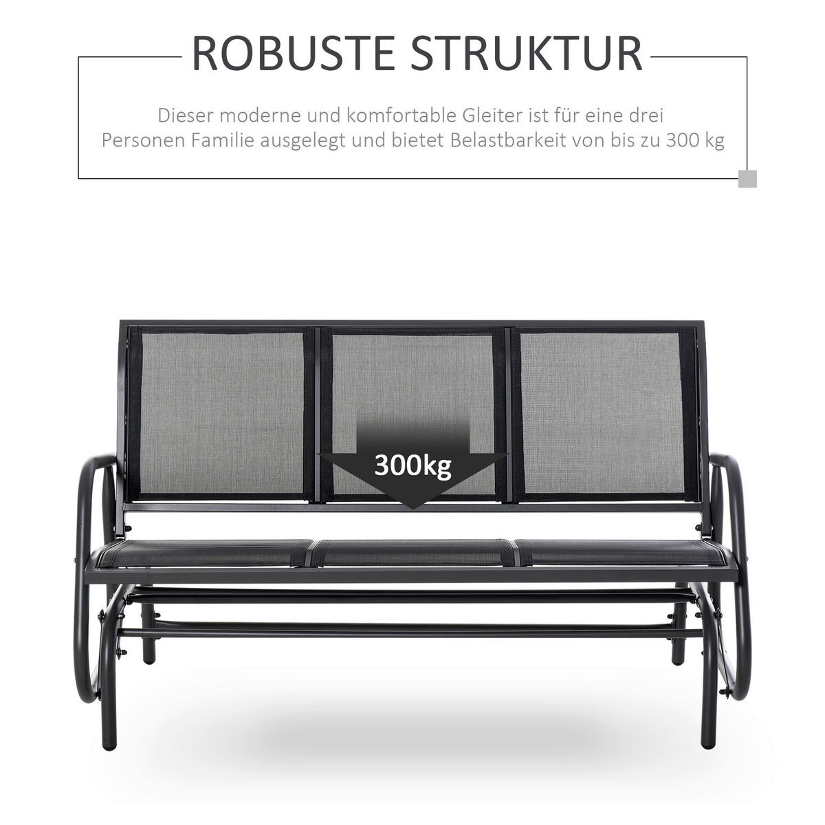 Outsunny Schaukelbank schwarz Metall B/H/L: ca. 75x85x151 cm Schaukelbank - schwarz (151,00/75,00/85,00cm) - Outsunny