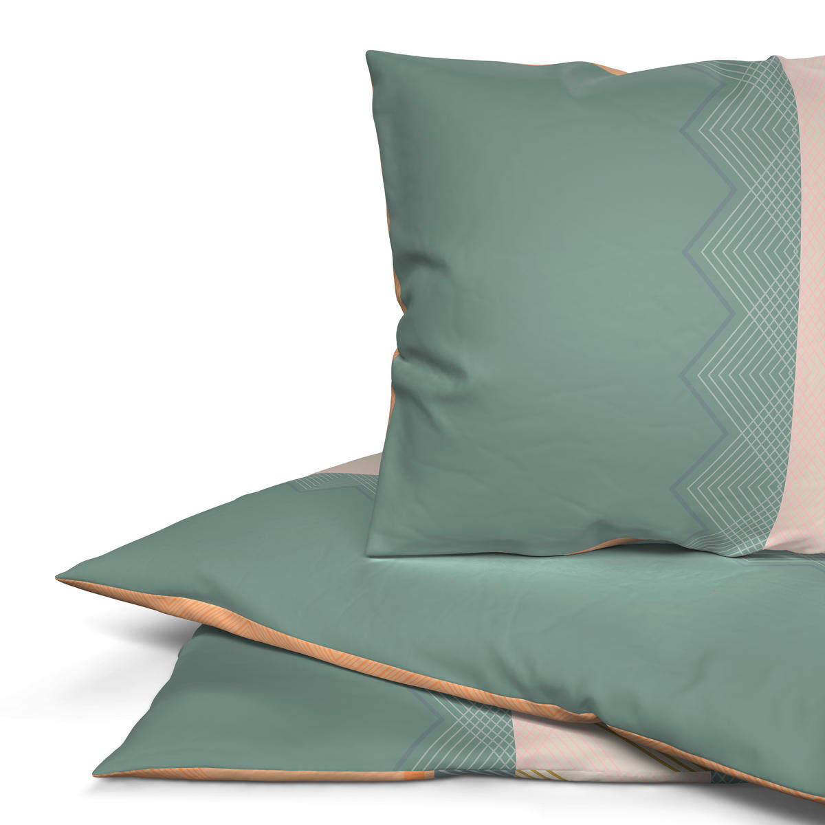 Baumwoll Bettwäsche Cotton touch Bettwäsche_Cotton-Touch Pia - orange/grün (135,00/200,00cm) - Sensation