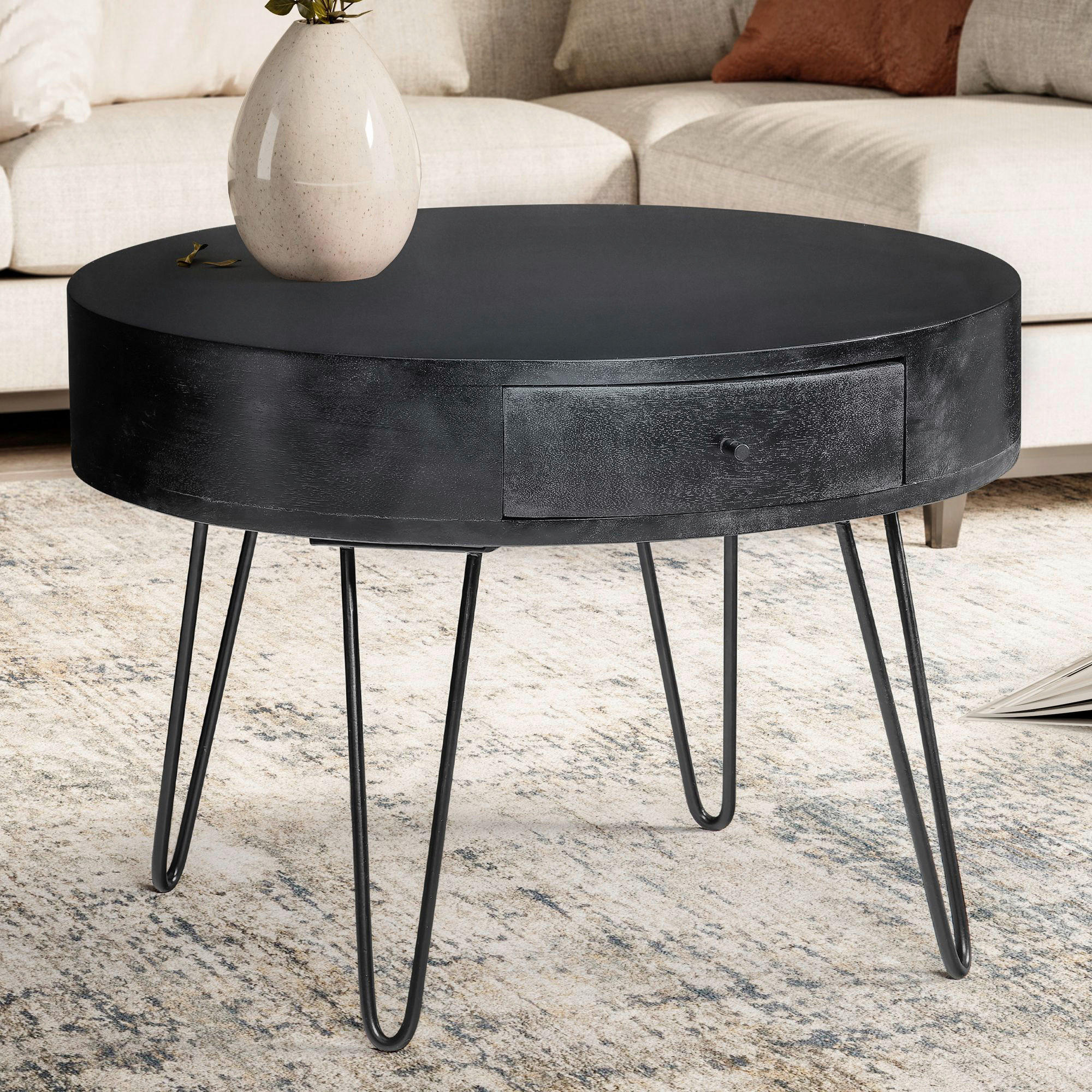 Couchtisch schwarz B/H/T: ca. 60x43x60 cm Couchtisch - schwarz (60,00/43,00/60,00cm) - Wohnling