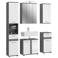 Badezimmer-Set BLAKE Rauchsilber Nachbildung weiß Hochglanz B/H/T: ca. 164x191x34 cm BLAKE - weiß (164,00/191,00/34,00cm) - xonox.home