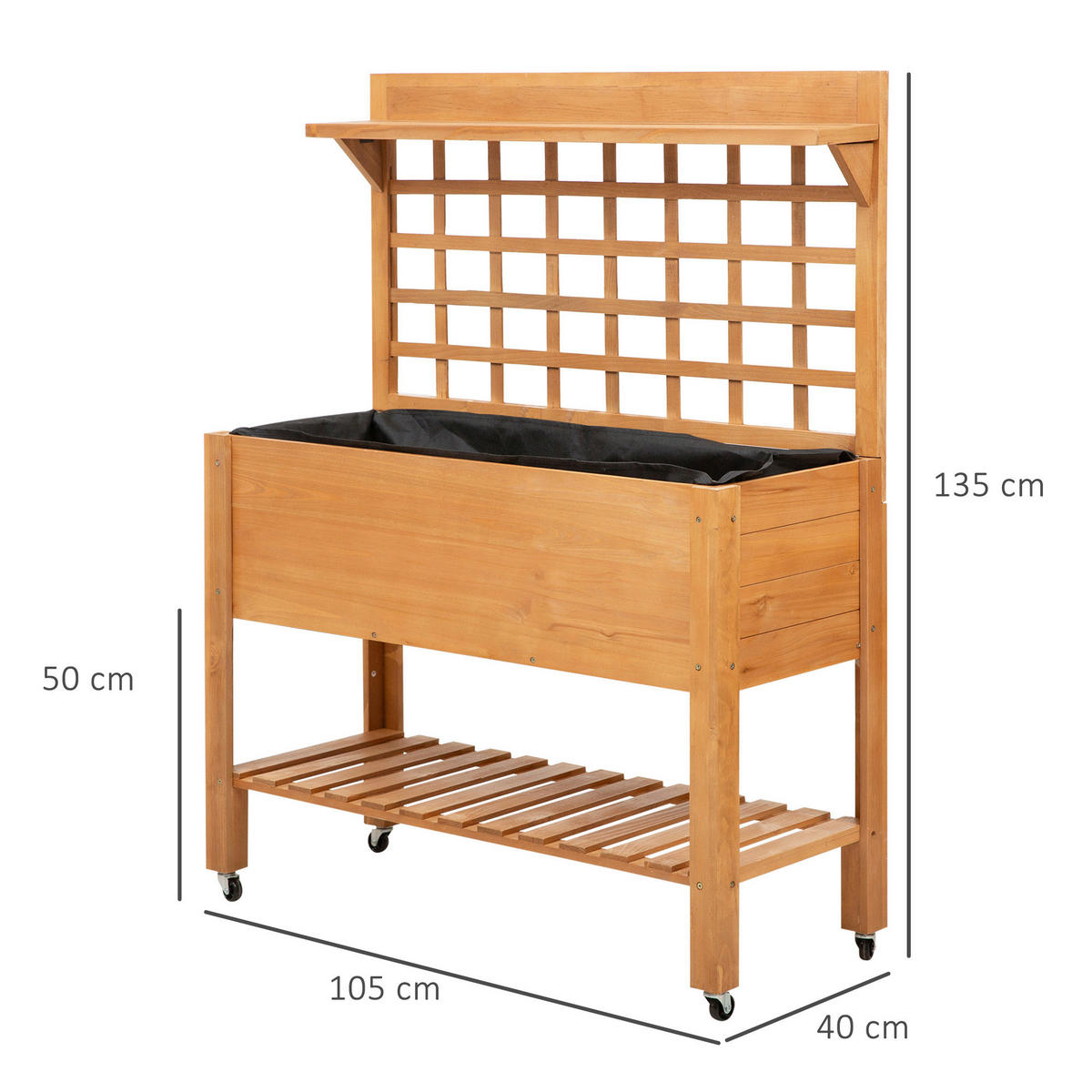 Outsunny Pflanztisch hellbraun B/H/L: ca. 40x135x105 cm Gärtnertisch 845-475 - hellbraun (105,00/40,00/135,00cm) - Outsunny