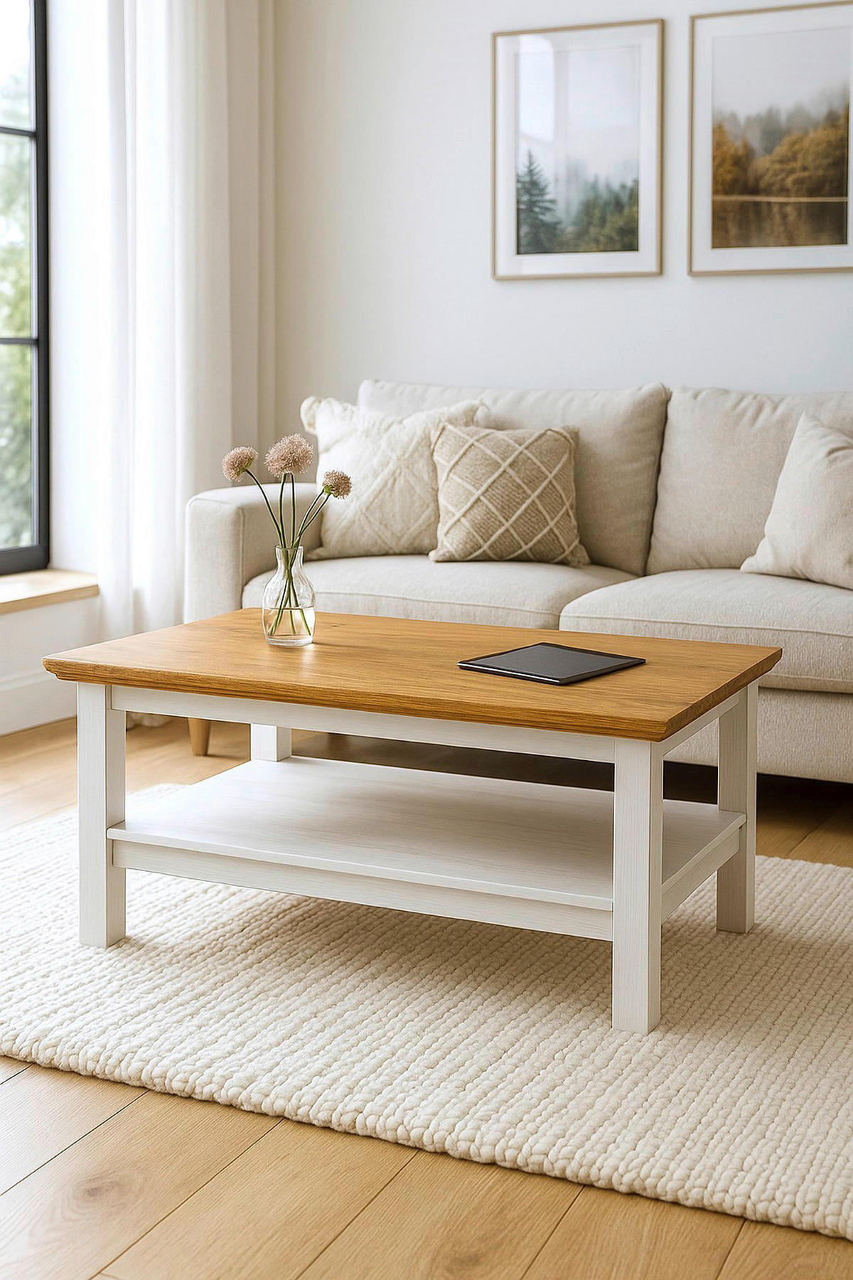 Couchtisch Breda B/H/T: ca. 107x45x76 cm Breda - weiß/honig (107,00/45,00/76,00cm)