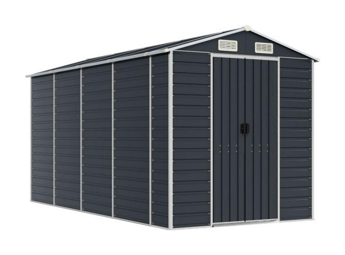 vidaXL Gartenhaus anthrazit B/H/T: ca. 191x198x385 cm Gartenhaus - anthrazit (191,00/198,00/385,00cm) - vidaXL