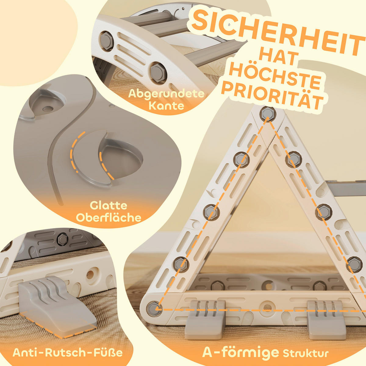 AIYAPLAY Klettergerüst grau B/H/L: ca. 70x56x104 cm Klettergerüst - grau (104,00/70,00/56,00cm) - AIYAPLAY