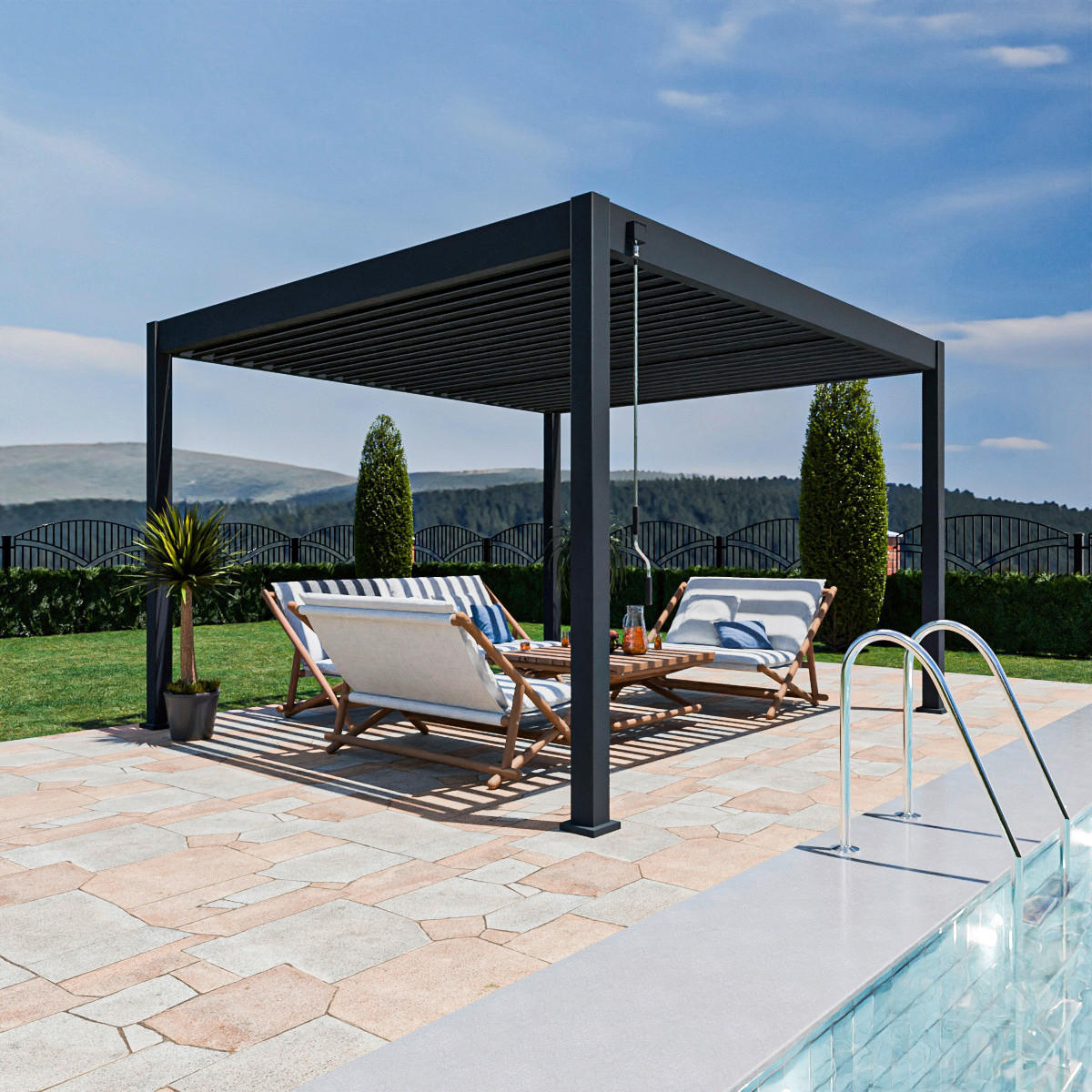 PergoLine Pergola Superior anthrazit Aluminium B/H/L: ca. 400x255x360 cm Superior - anthrazit (360,00/400,00/255,00cm) - PergoLine