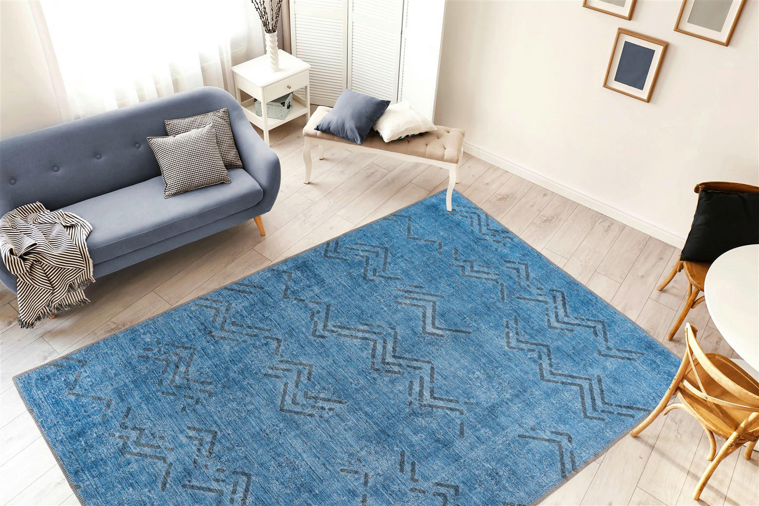 me gusta Kurzflorteppich Antique 325 blau B/L: ca. 80x150 cm Antique 325 - blau (80,00/150,00cm) - me gusta