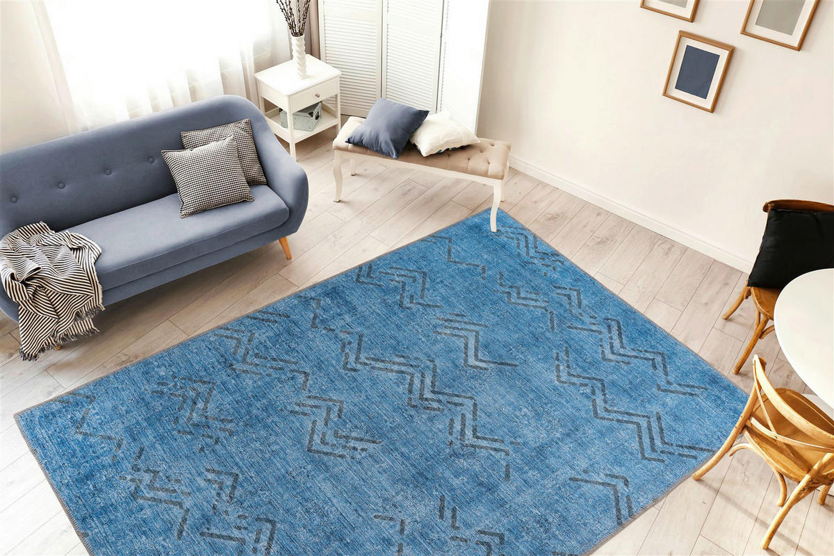 me gusta Kurzflorteppich Antique 325 blau B/L: ca. 80x150 cm Antique 325 - blau (80,00/150,00cm) - me gusta
