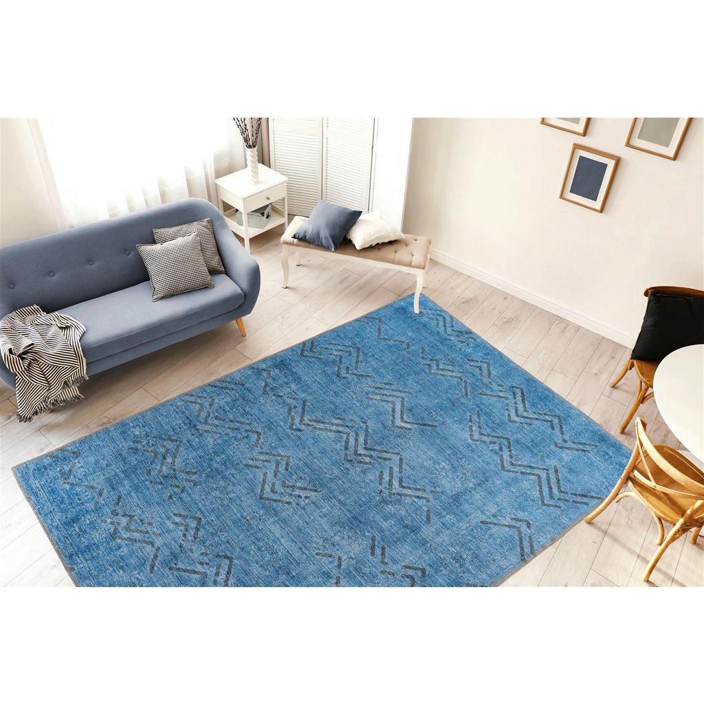 Thumbnail - me gusta Kurzflorteppich Antique 325 blau B/L: ca. 80x150 cm