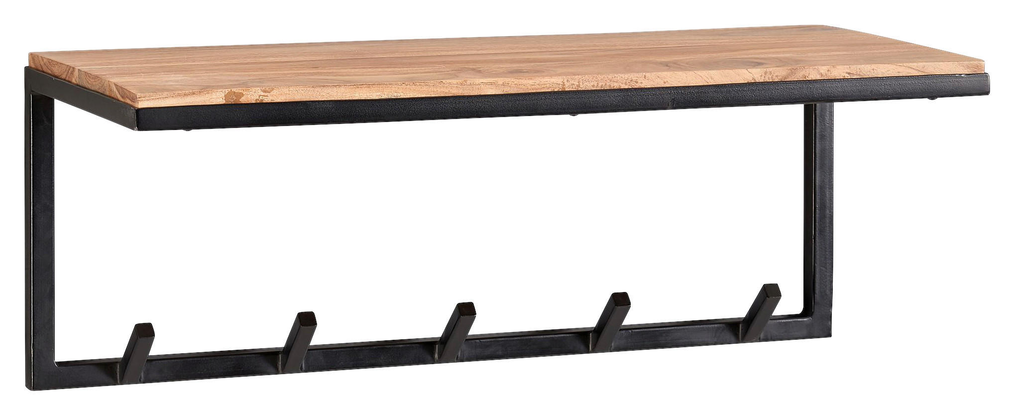 Wandgarderobe natur schwarz pulverbeschichtet B/H/T: ca. 70x27x30 cm Wandgarderobe - natur/schwarz (70,00/27,00/30,00cm) - Wohnling